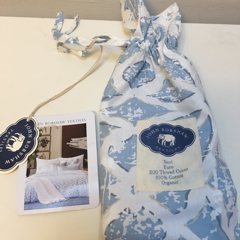NWT John Robshaw neel euro sham blue print organic cotton